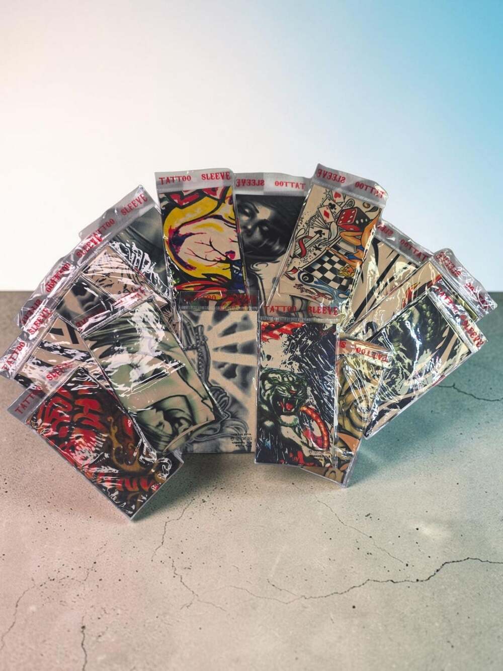 Lot of 15 Assorted Nylon Temporary Tattoo Sleeves Arm Covers